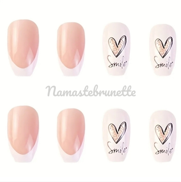 2/$16 Glitter Hearts French Manicure Press On Nails - Picture 7 of 14